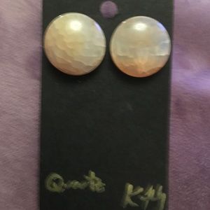 Natural Peach Quartz Earrings - handmade one of a kind.